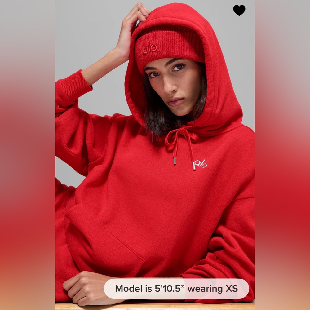 ALO Yoga NWT Accolade Hoodie Bright Red Color Unisex Oversized Size L - Picture 3 of 10